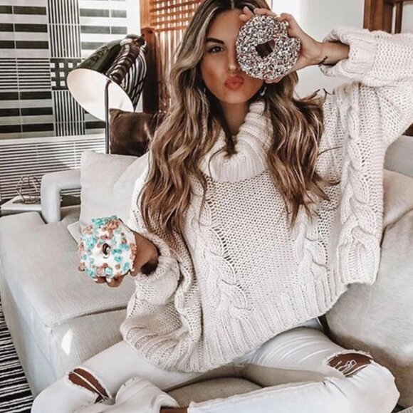 Chunky Cropped Turtleneck Sweater 103